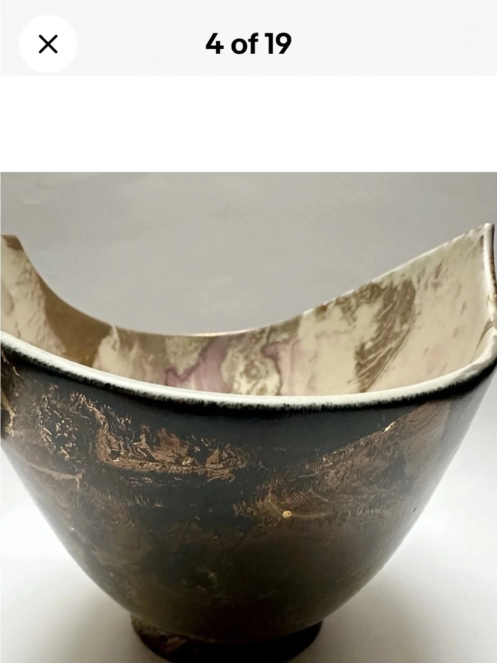 RARE Vintage Matthew Adams MCM Freeform  Bowl  Multi Color with 14k Gold